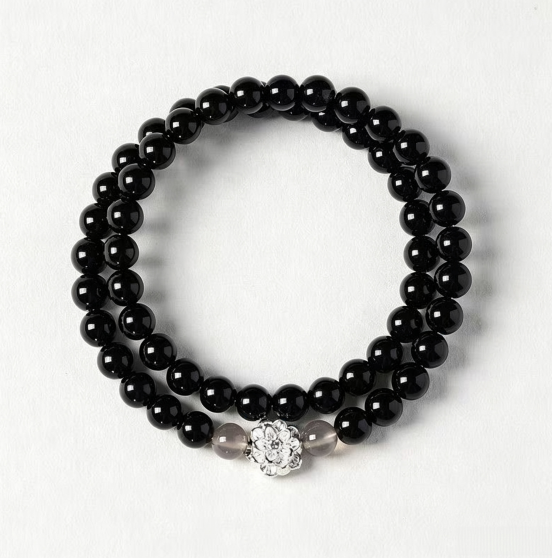 Elegant Neo Chinese Obsidian Beaded Bracelet for Harmony & Style