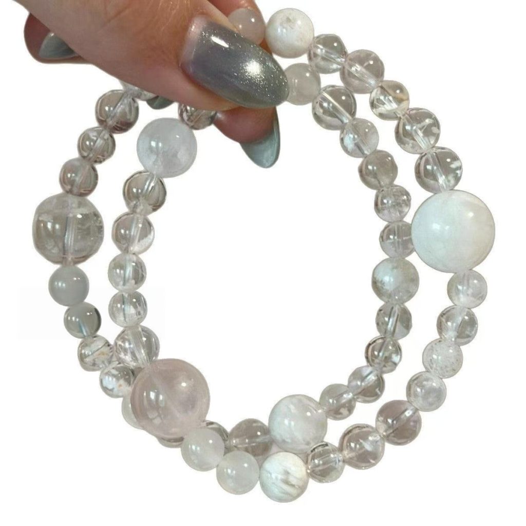 Ethereal White Crystal Moonstone Bracelet for Tranquility & Style
