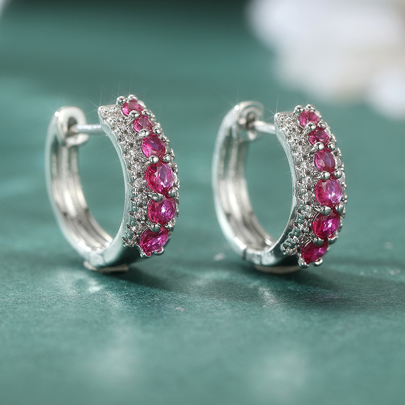 Elegant Sparkling Rose Crystal Hoop Earrings for Women