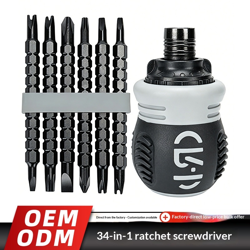Versatile 34-in-1 Ratchet Screwdriver Set with Storage Box