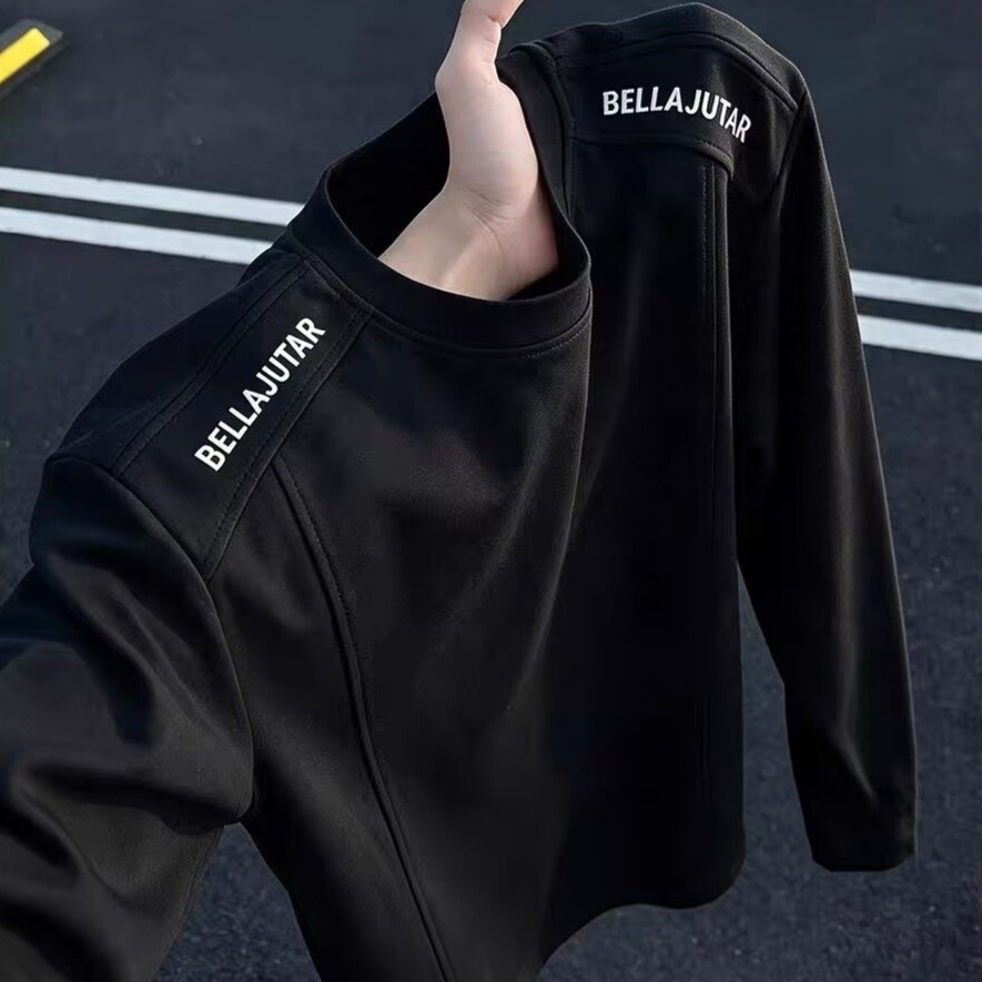 Stylish Letter-Embroidered Crew Neck Sweatshirt for Men