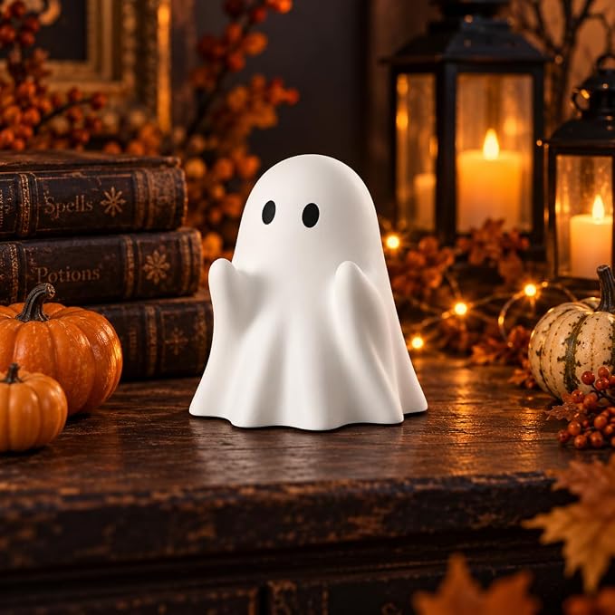 Whimsical Halloween Ghost Statue - Spooky Fun for Your Home!