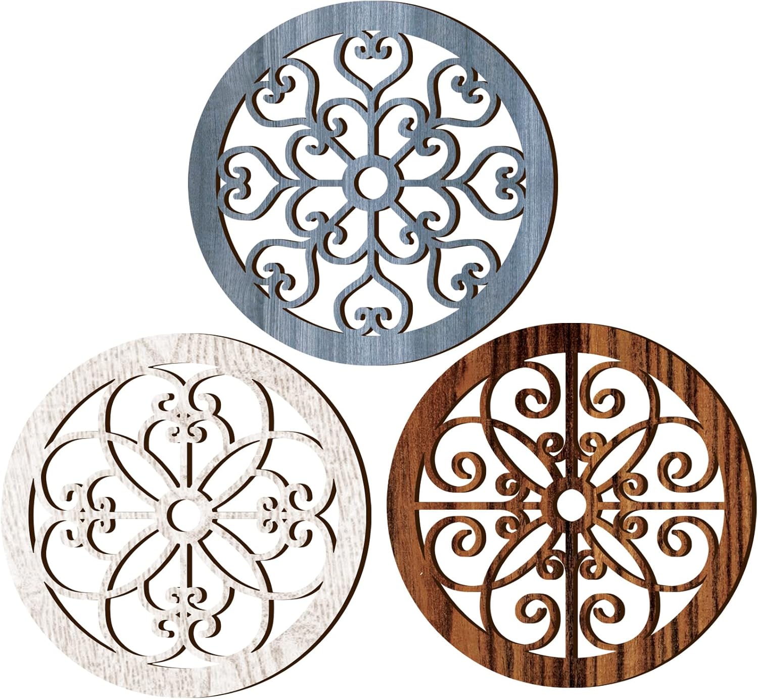 Charming Rustic Wooden Wall Decor Set - 3 Vintage Hanging Pieces