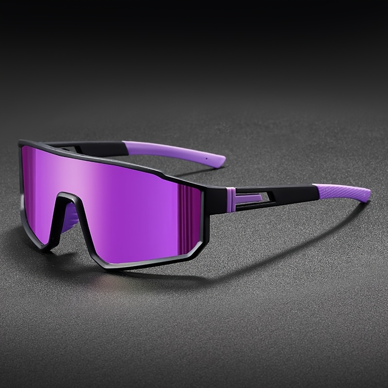 UV400 Wraparound Sports Sunglasses with Purple Mirrored Lenses