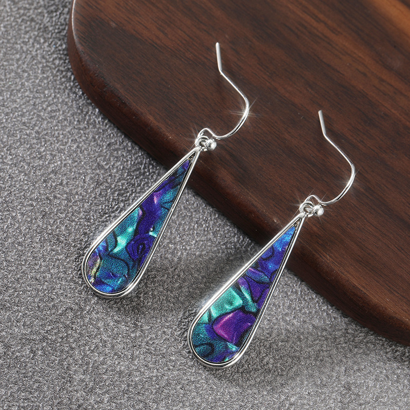 Stunning Bohemian Abalone Shell Drop Earrings - Ocean-Inspired Elegance