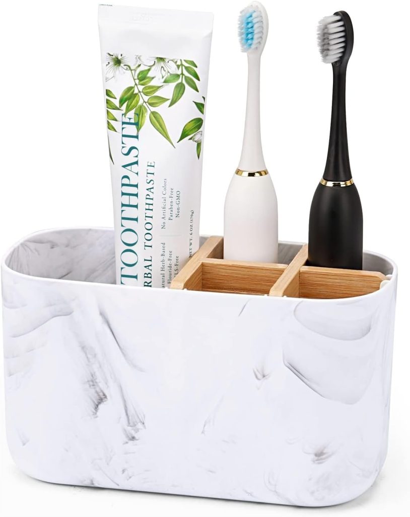 Stylish Bamboo Toothbrush & Toothpaste Holder with Drainage