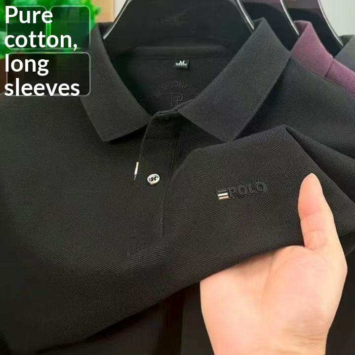 Stylish Men's Long-Sleeve Printed Lapel T-Shirt for Every Occasion