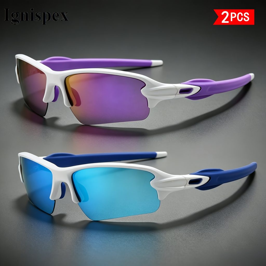 Lightweight UV400 Sports Sunglasses - 2 Pack, Mirrored Lenses