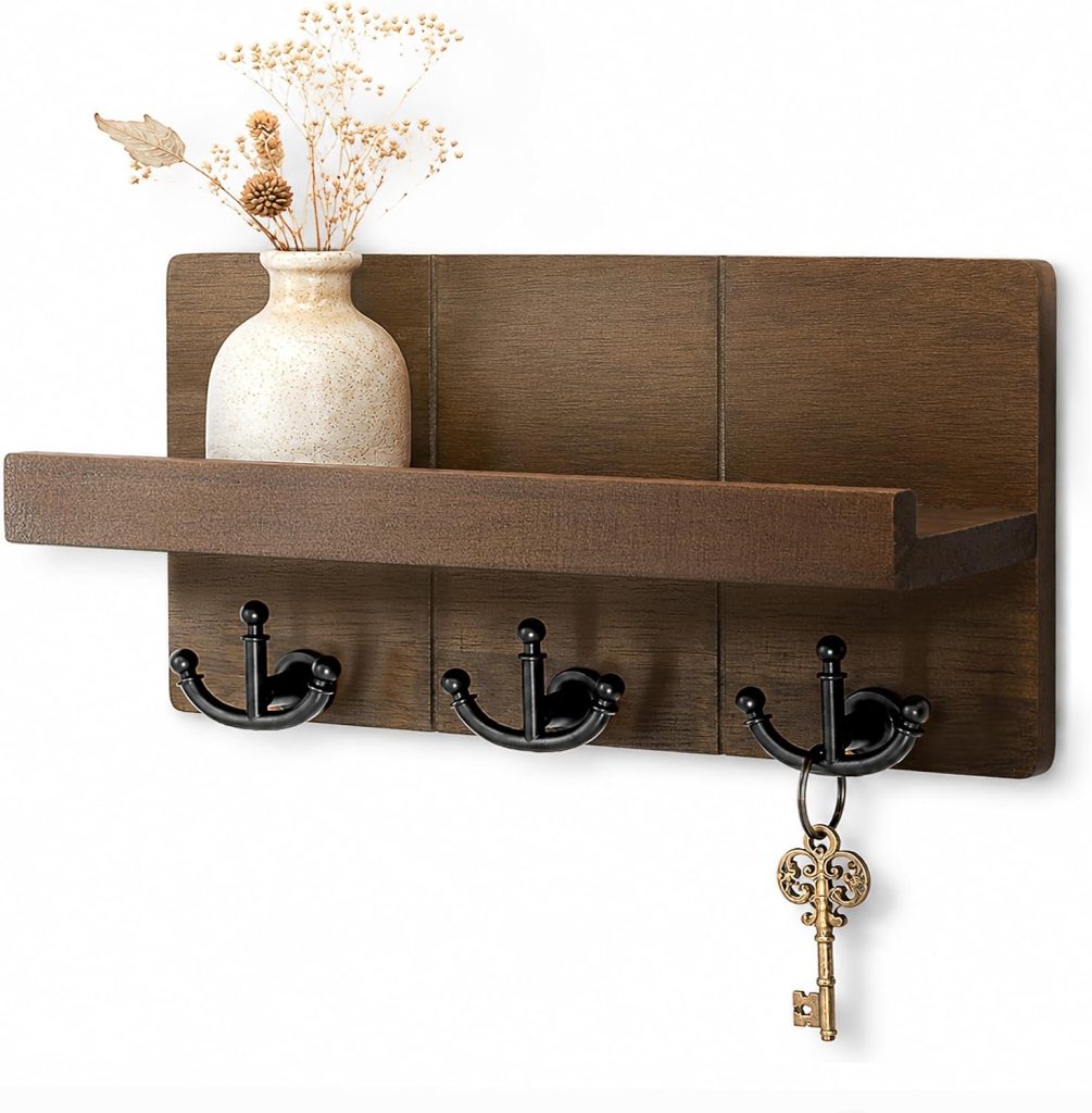 Retro Wall Mount Key Holder with 3 Hooks - Stylish Home Organizer