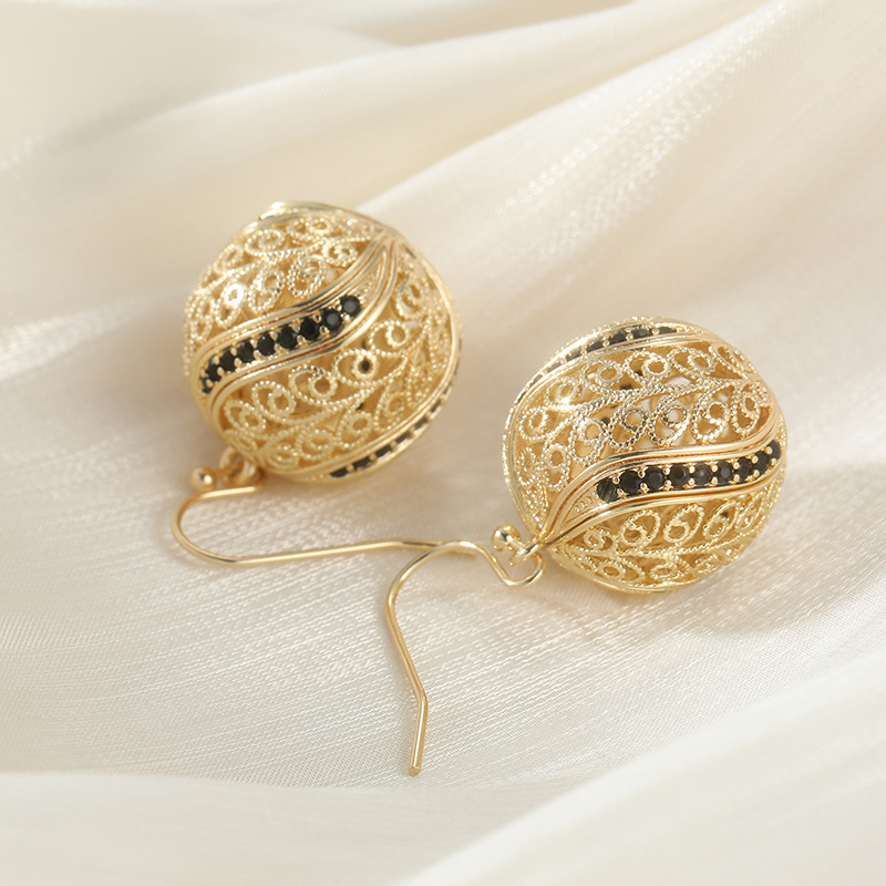 Elegant Vintage Gold Filigree Ball Drop Earrings for Every Occasion