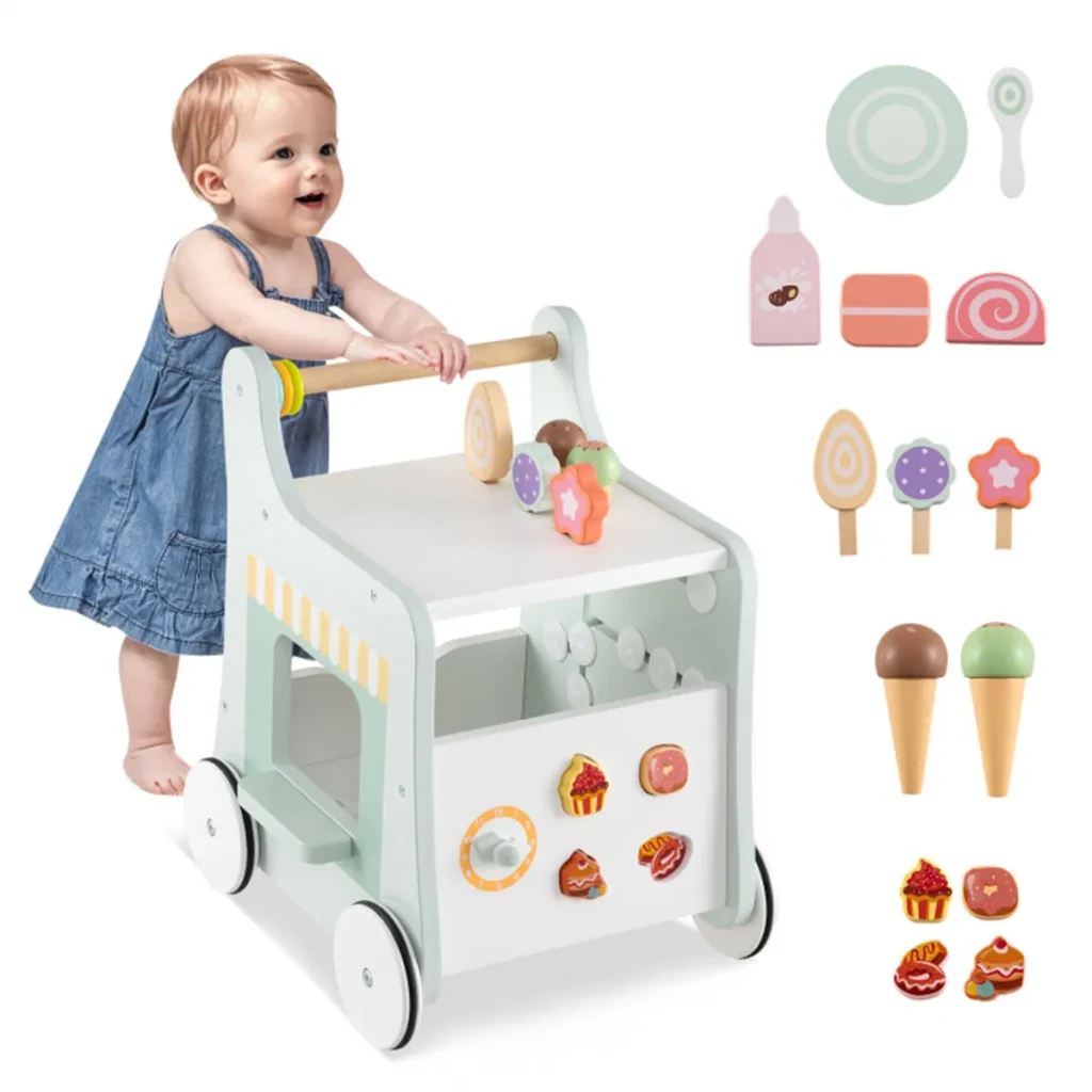Fun & Interactive 2-in-1 Baby Walker with 8 Activities - Light Green