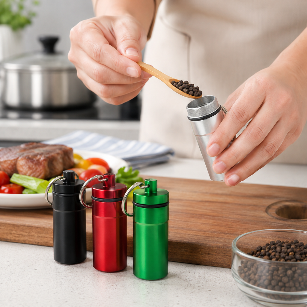 Portable Snuff Bottle with Spoon - 4 Pack Waterproof Organizer