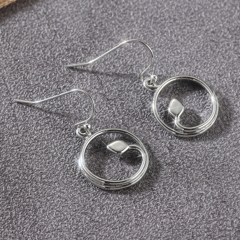 Elegant Silver Tone Botanical Leaf Dangle Earrings for Women
