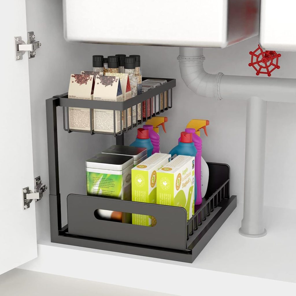 2-Tier Rustproof Under Sink Organizer - Pull-Out Storage Solution