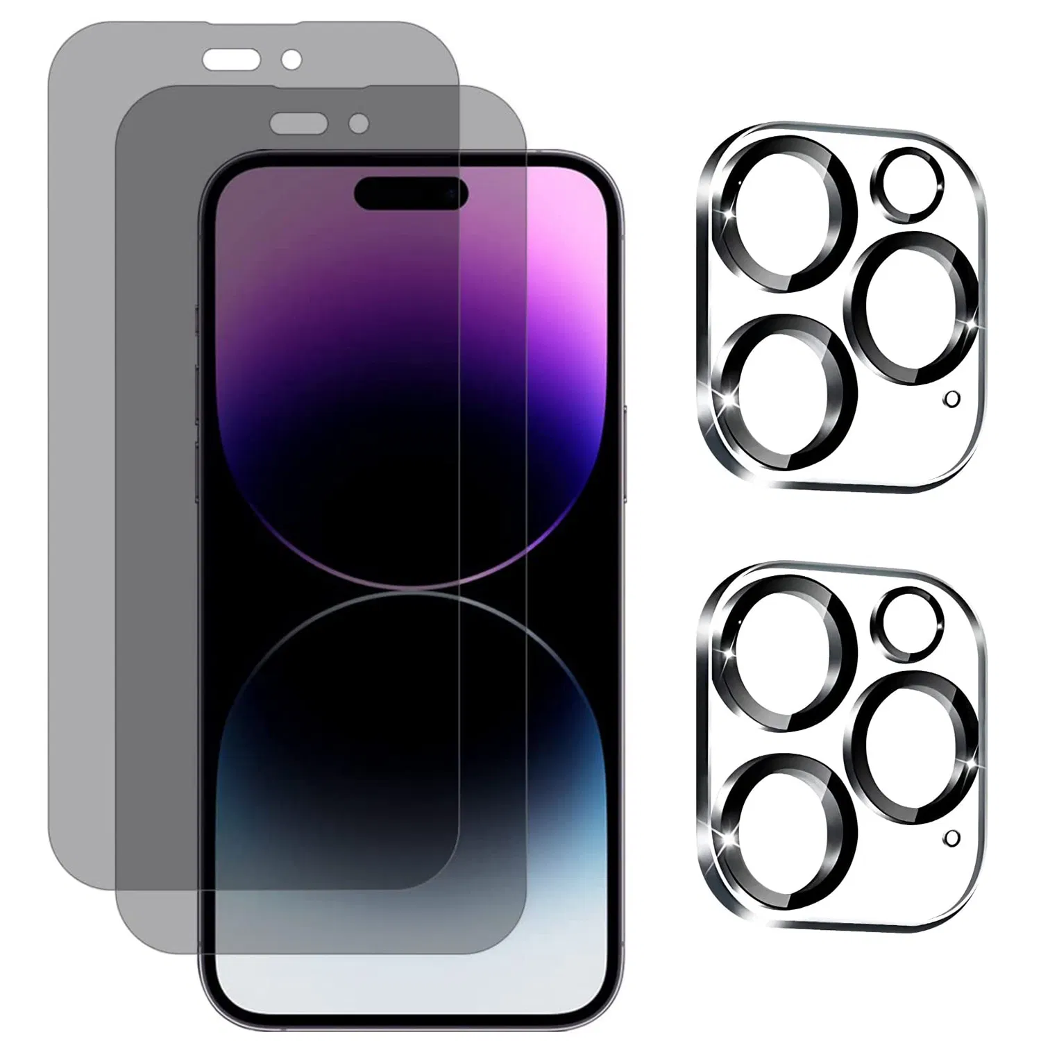 2-Pack Privacy Screen Protectors & Camera Lens Tempered Glass