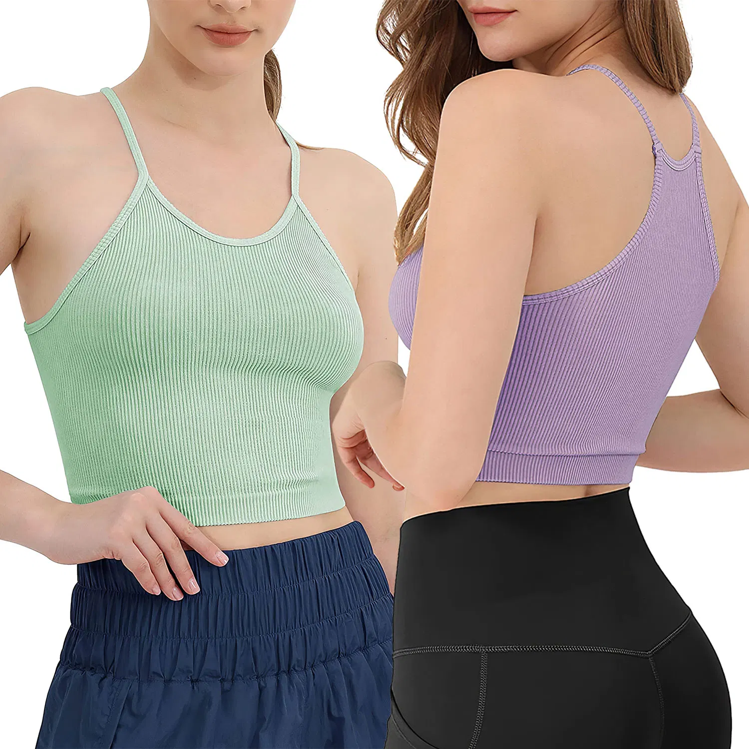 Women's Ribbed Crop Tank Top - 3 Pack, Summer Essentials
