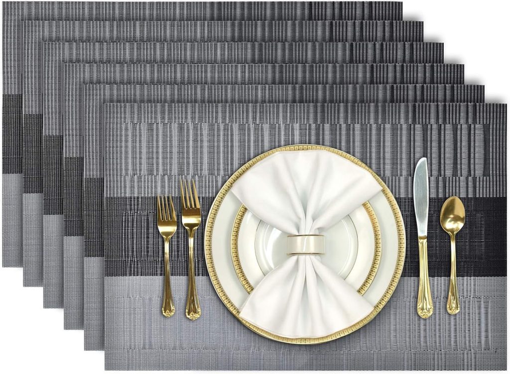 Stylish Washable Vinyl Placemats Set of 6 - Heat Resistant & Non-Slip