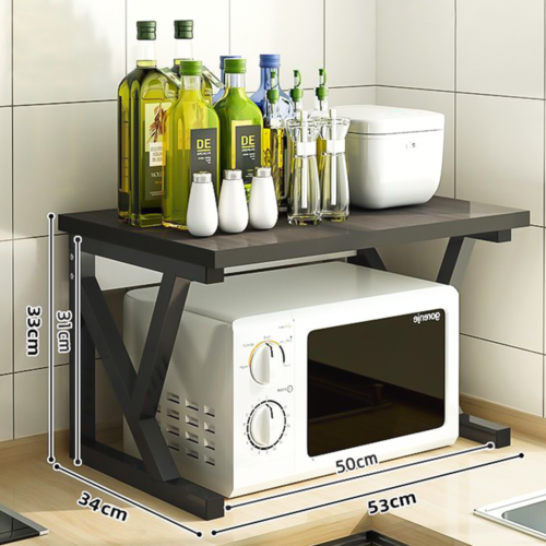 Stylish 2-Tier Microwave Oven Rack - Maximize Kitchen Space