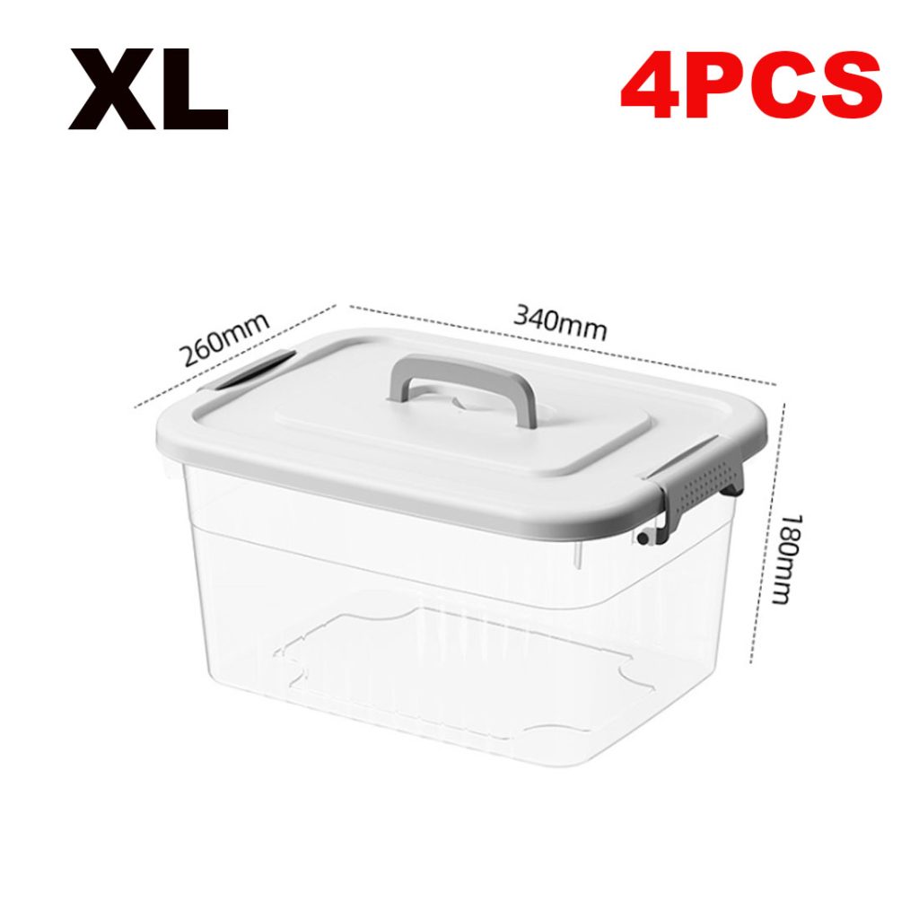 Stackable Clear Plastic Storage Boxes with Lids - 4 Pack