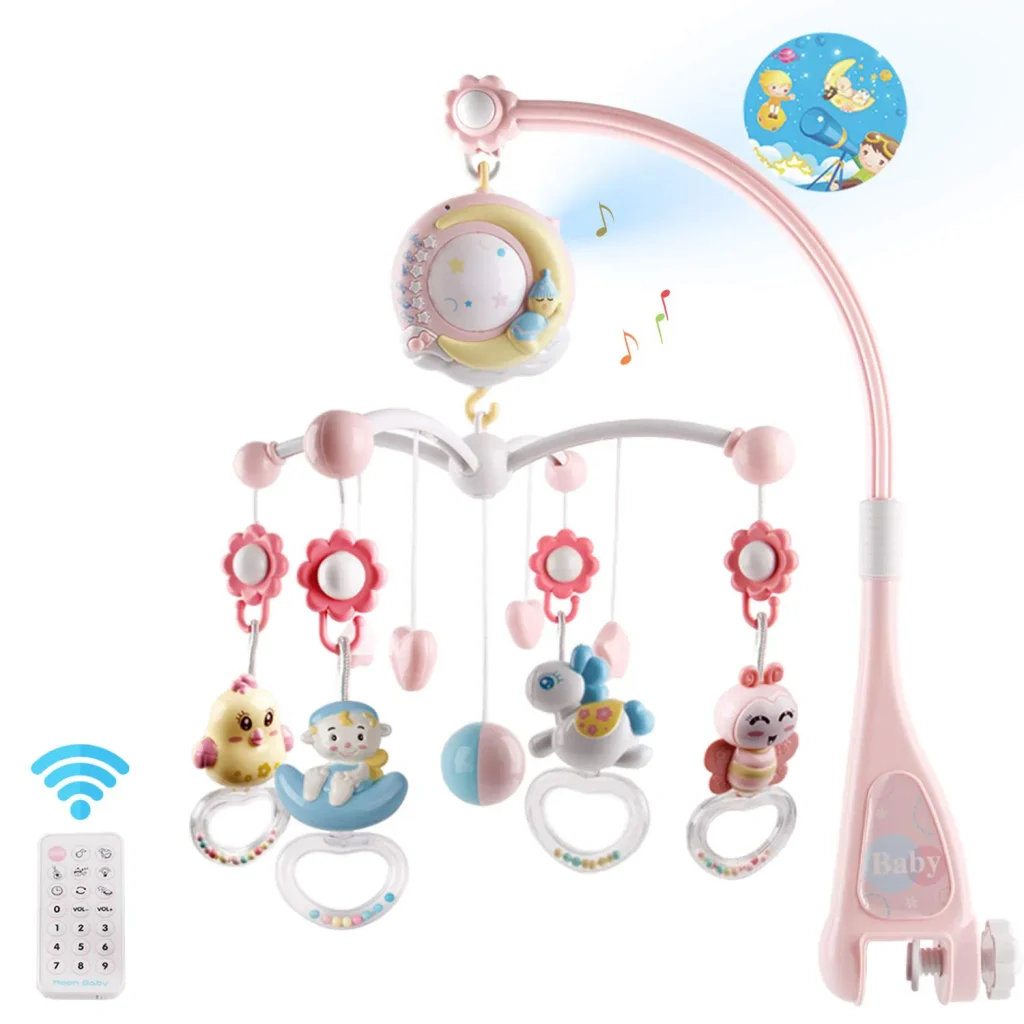 Enchanting Baby Musical Mobile with Star Projection & Rattles