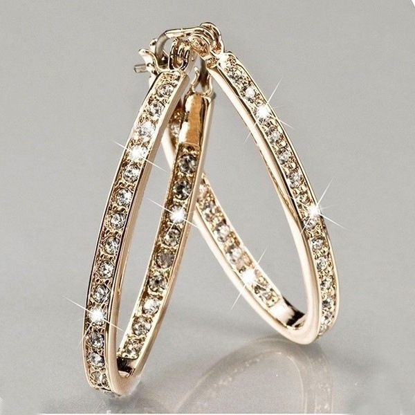 Elegant Sparkling Crystal Hoop Earrings - Versatile Fashion Jewelry