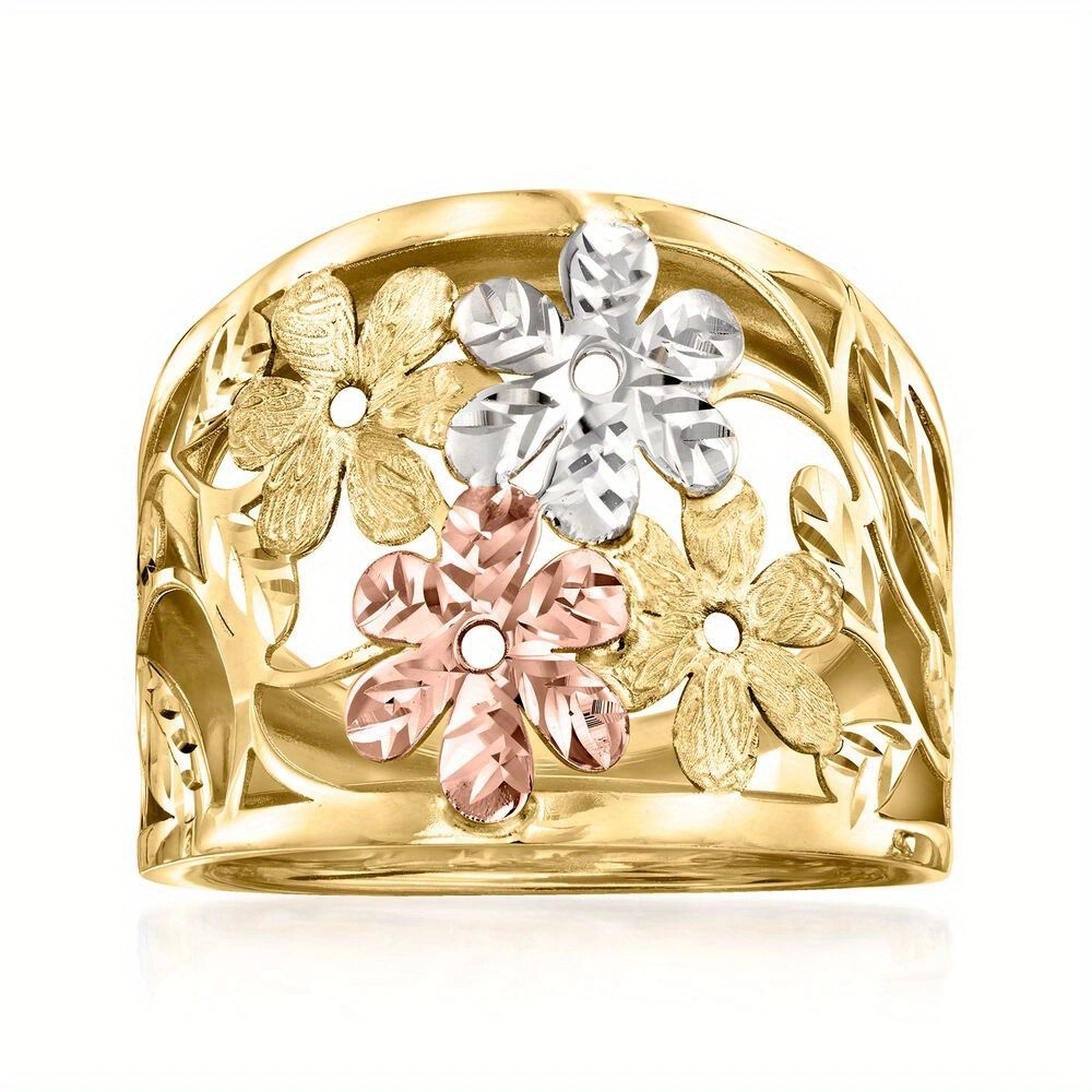 Elegant Vintage Multicolor Floral Ring - Botanical Statement Jewelry