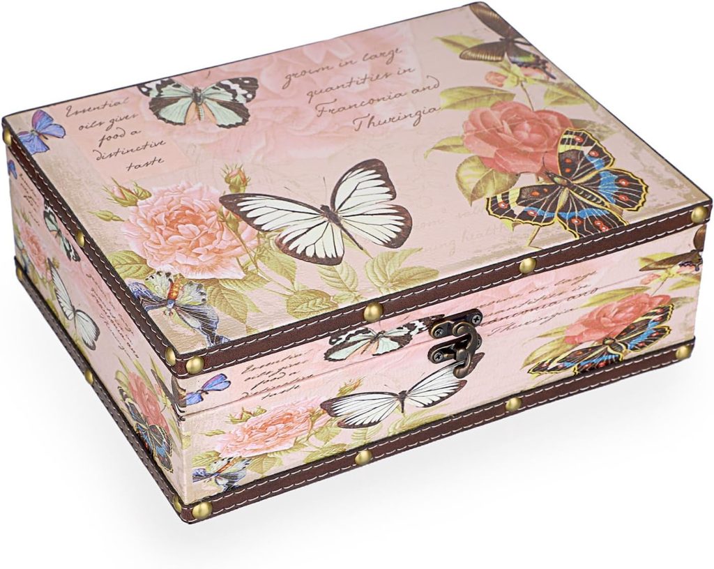 Rustic Vintage Wooden Treasure Chest for Jewelry & Keepsakes