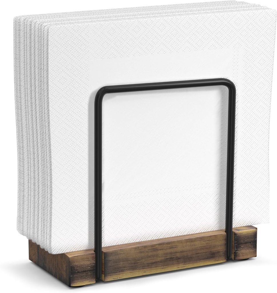 Elegant Wood & Iron Napkin Holder - Stylish Table Organizer