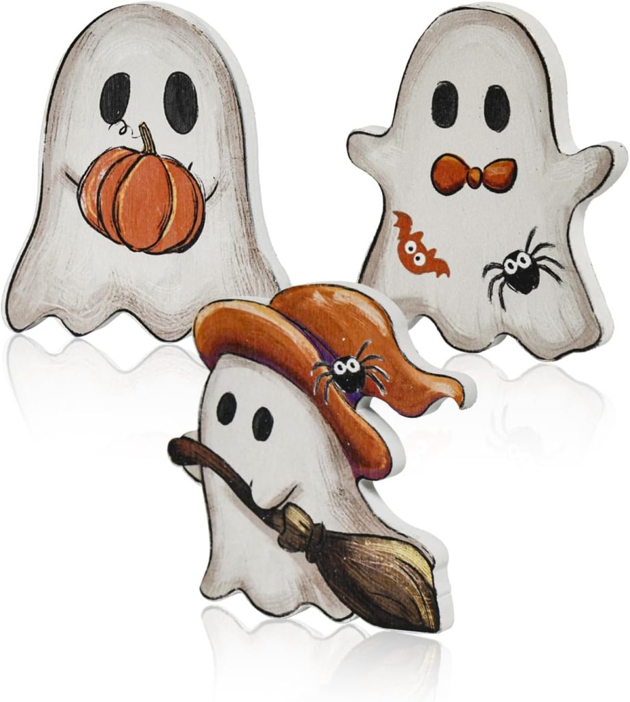 Spooktacular Halloween Wooden Blocks – 3-Piece Decor Set
