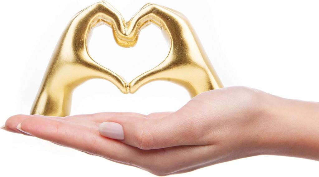 Elegant Gold Heart Hands Sculpture - Modern Love Decor