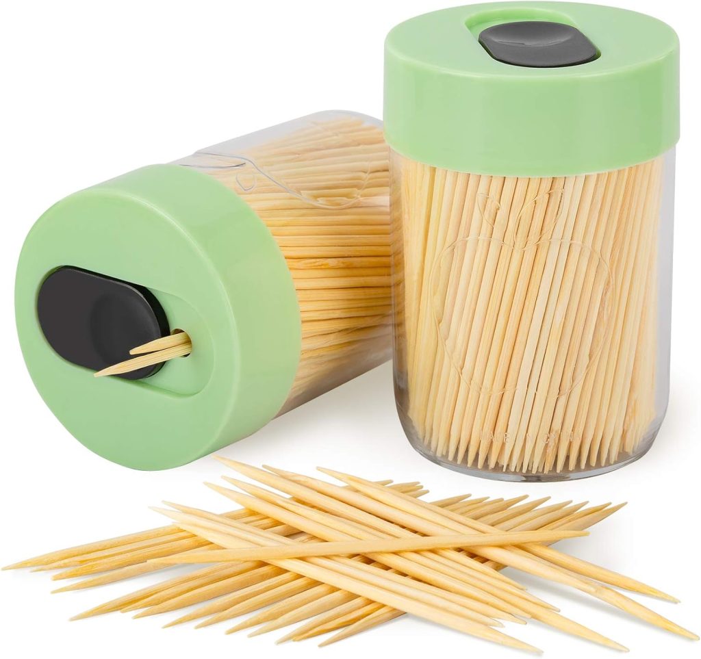 Stylish Toothpick Holder Set with 800 Natural Wooden Picks