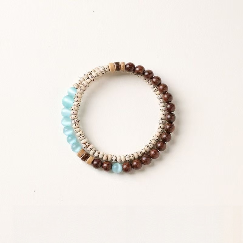 Natural Wood Bodhi Seed Beaded Bracelet for Mindfulness
