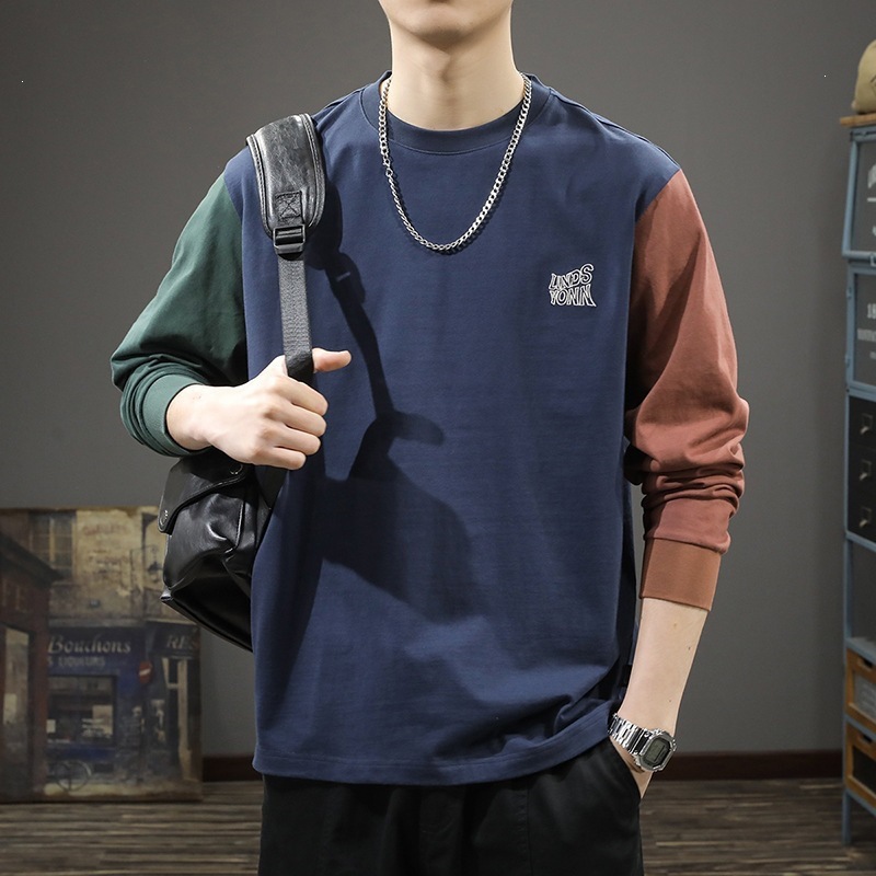 Stylish Color Contrast Long Sleeve T-Shirt for Men
