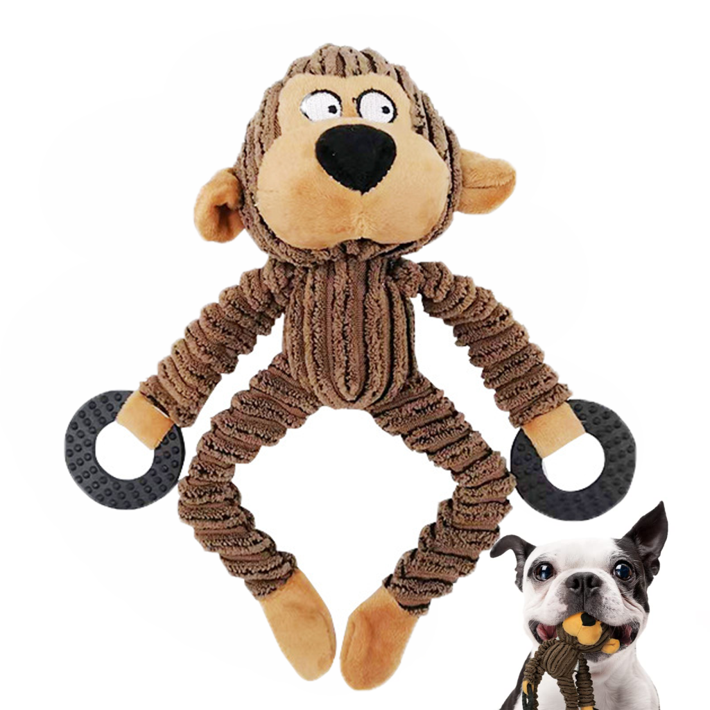 Squeaky Plush Monkey Dog Toy for Puppies & Small Dogs