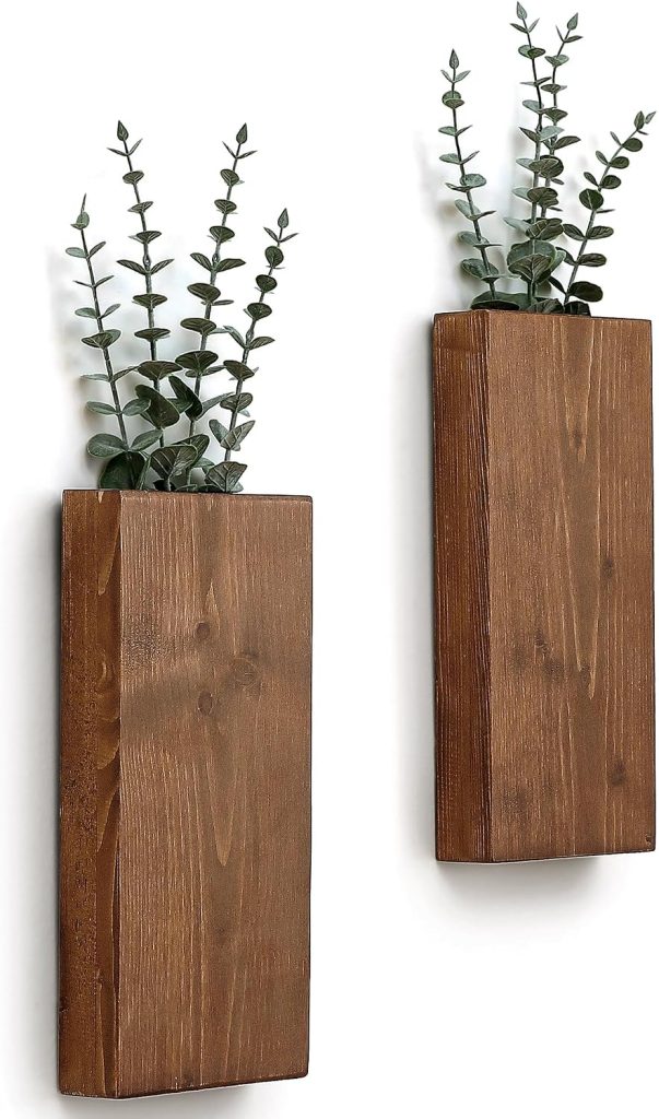 Rustic Wood Wall Planter Vases - Set of 2 for Stylish Decor