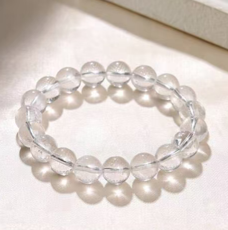 Radiant Natural White Phantom Quartz Beaded Bracelet