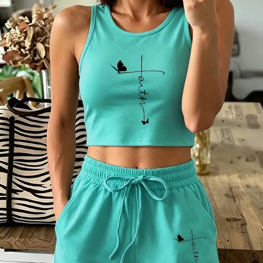 Trendy Letter-Print Short Sleeve T-Shirt & Shorts Set for Ultimate Comfort