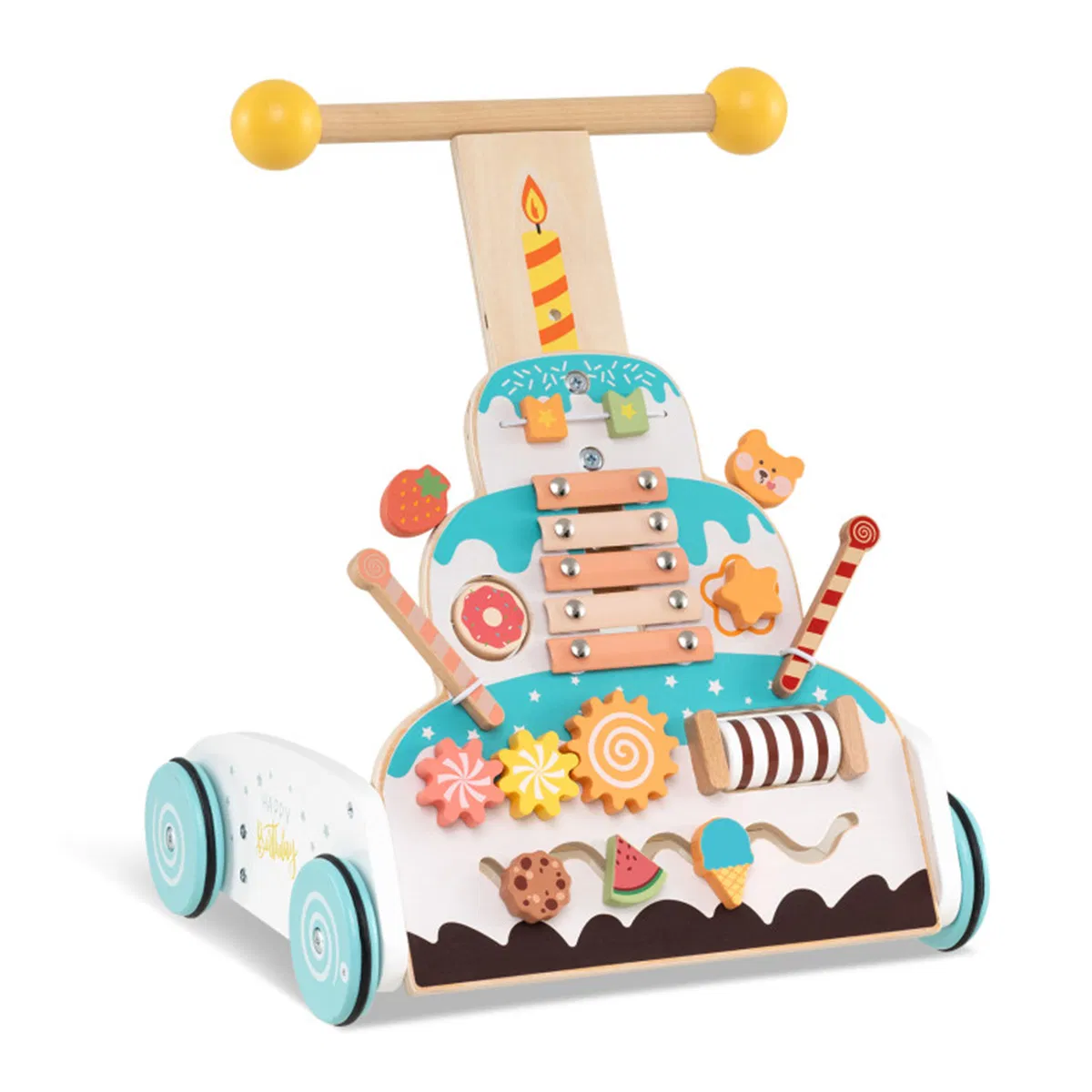 Adjustable Wooden Baby Walker with Smooth-Glide Wheels