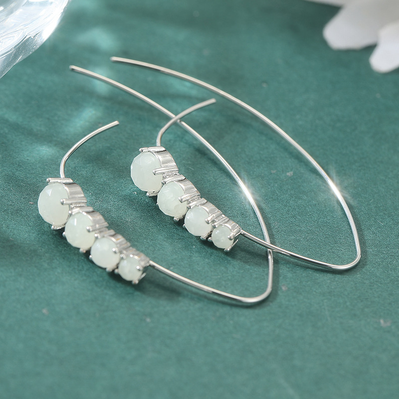 Elegant Colorful Round Stone Threader Earrings in Silver & Rose Gold