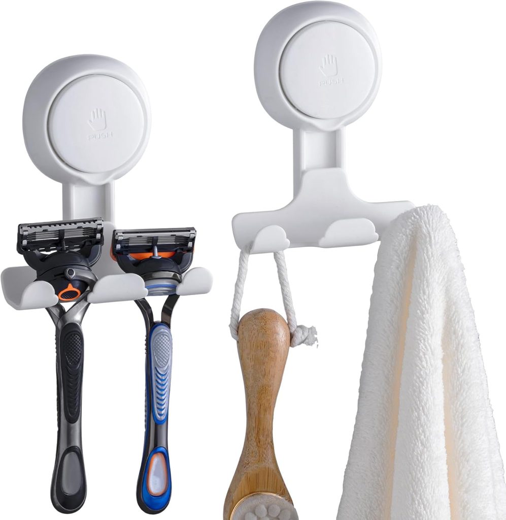 2-Pack Shower Razor Holder with Suction Cups – Space-Saving Storage