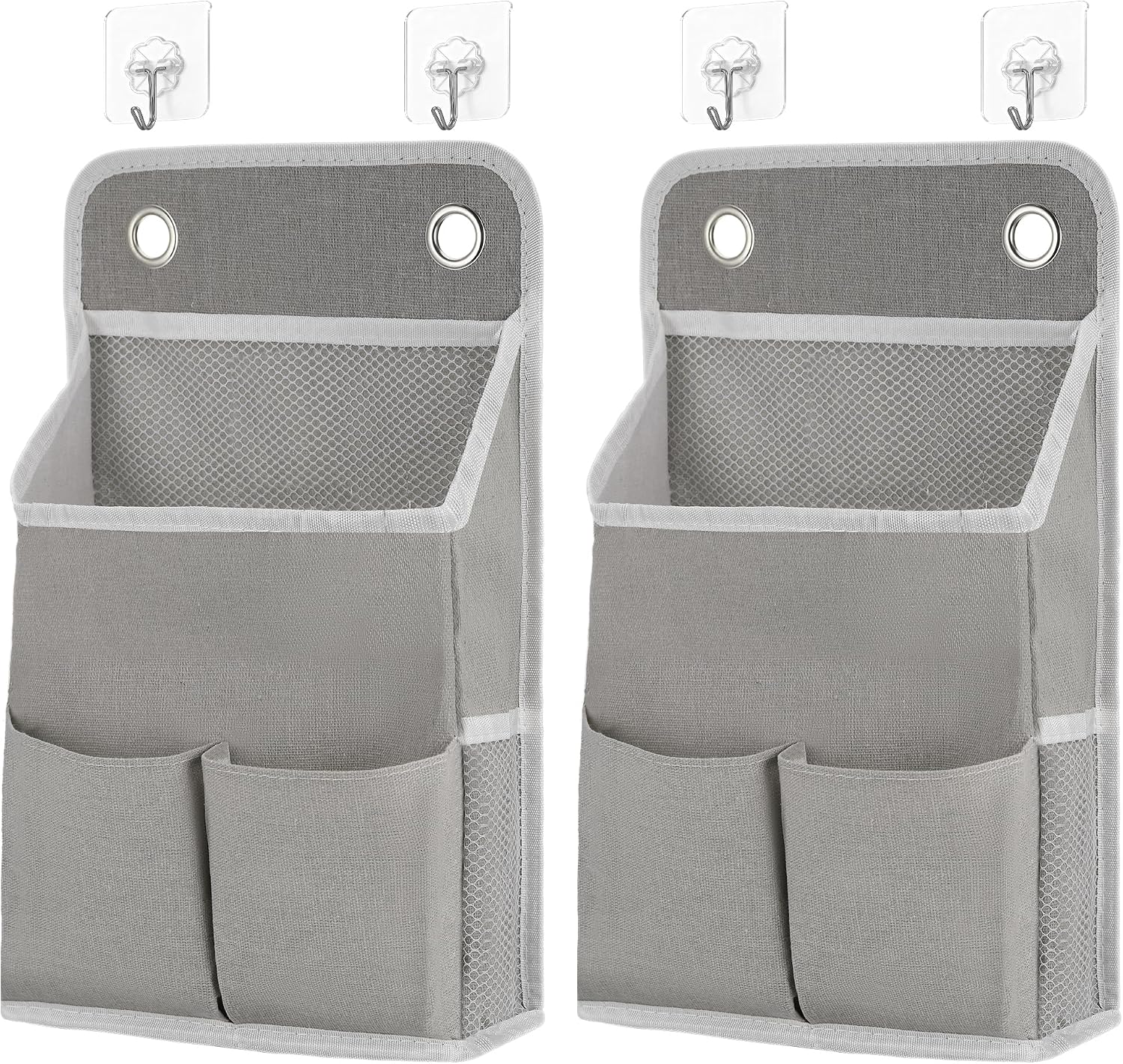 Stylish Over Door Hanging Organizer - 2-Pack Gray Linen Storage