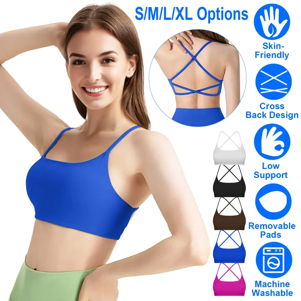 Women's Strappy Cross Back Sport Bras - Padded & Stylish