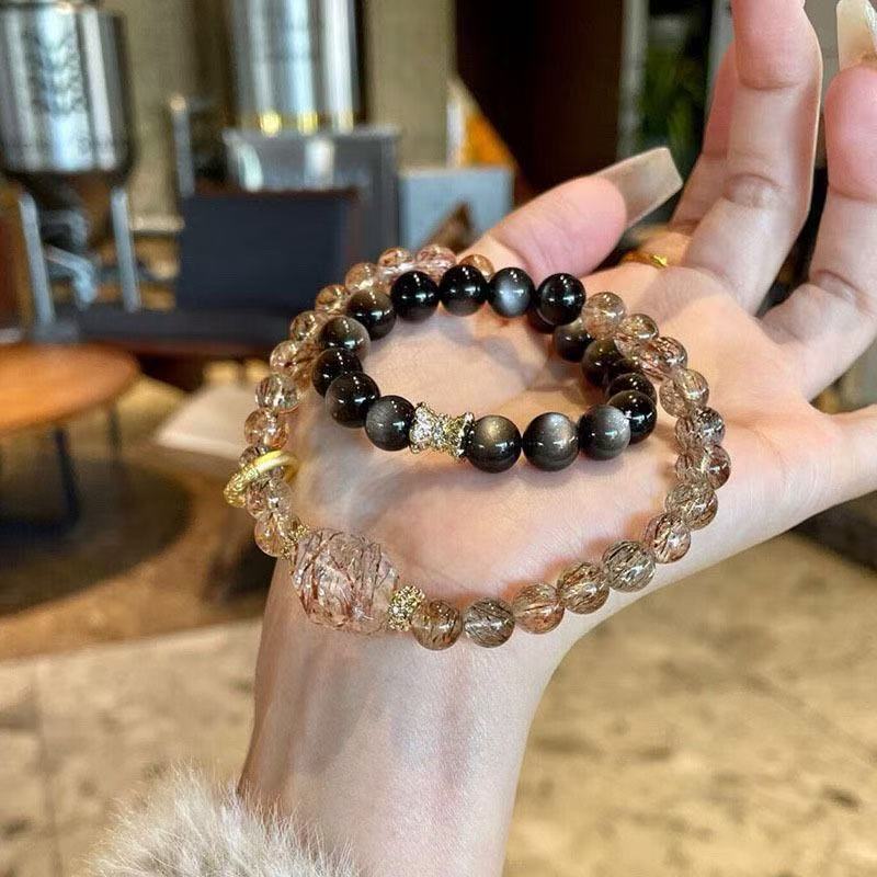 Elegant Black Gold Natural Crystal Bracelet for Stylish Charm
