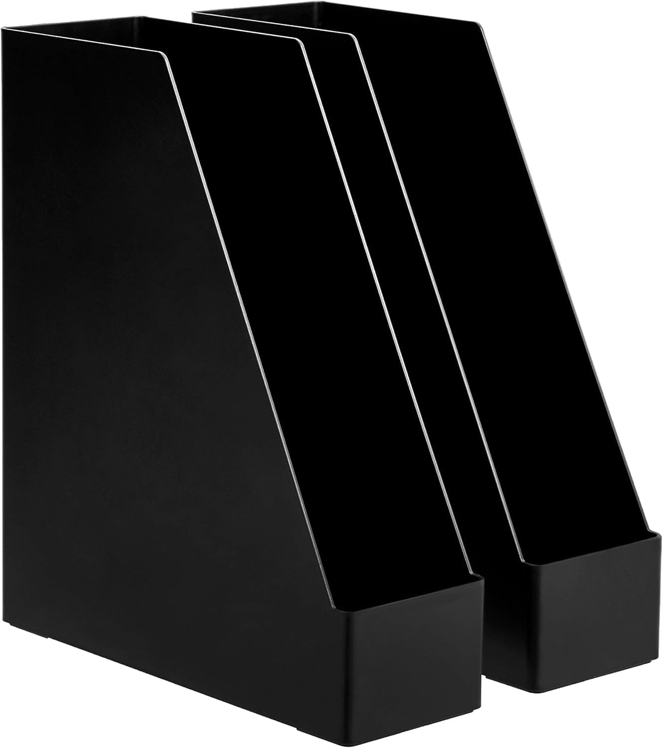 Sleek Vertical Desk Organizer Set - 2 Black File Holders