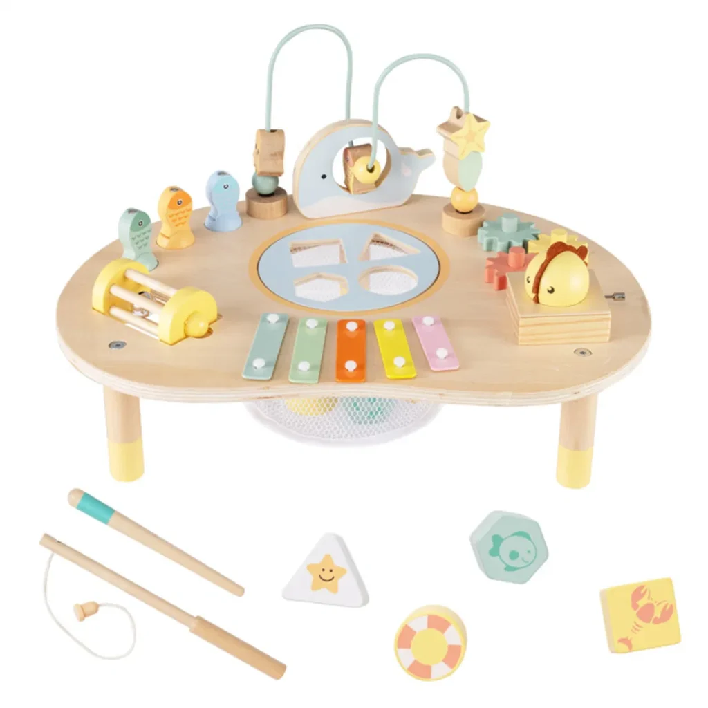 7-in-1 Wooden Baby Activity Table – Sensory Play & Music Fun!