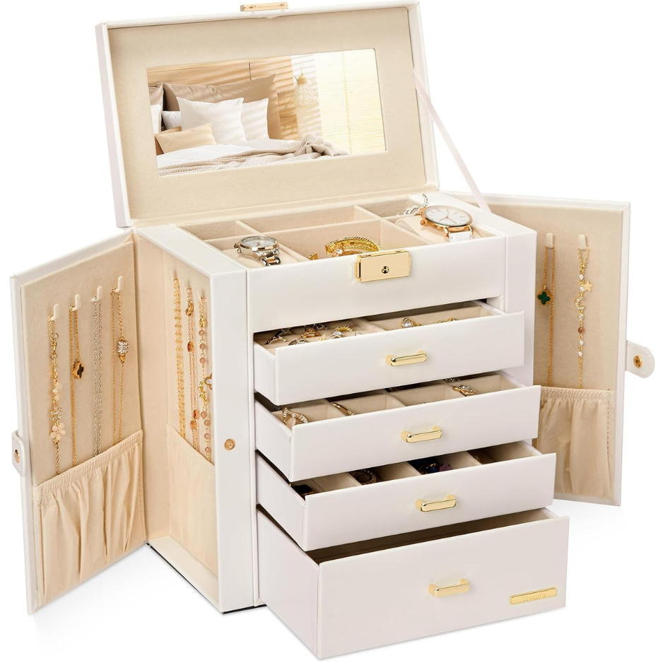 Elegant 5-Layer Jewelry Box with Lock – Ultimate Organizer for Women