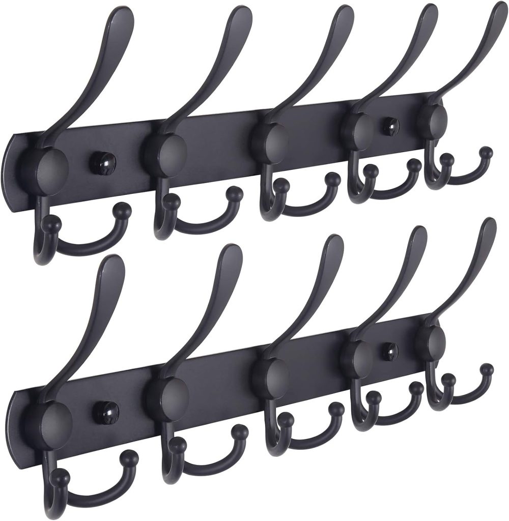 Premium Wall-Mounted Coat Rack Set with 5 Heavy-Duty Hooks