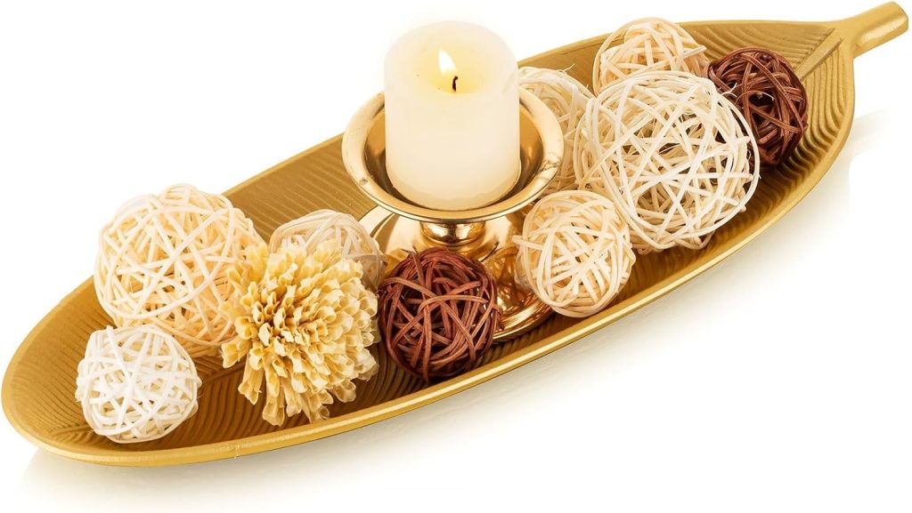 Elegant Leaf-Shaped Wooden Tray for Entryway & Home Decor