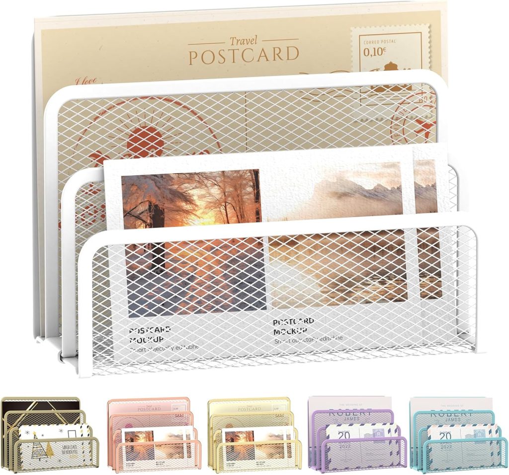 Stylish 3-Slot Mesh Mail Organizer - Keep Your Desk Clutter-Free!