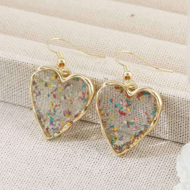 Dazzling Gold Tone Confetti Heart Drop Earrings for Every Occasion